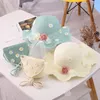 Girls Straw Hats Bags Set Summer Ribbon Flower Beach Messenger Caps Mini Handtassen Sunshade Visser Hoed Zonnebrandcrème Daisy Chrysanth4673466