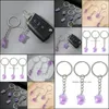 Nyckelringar smycken Natural Stone Amethyst Crystal Ring Keychain Pendant Keyrings Bag Accessories Drop Delivery 2021 Phvoq