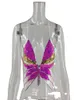 Tanques femininos Camis JustChicc2022 Verão colorido Bandrage Butterfly lantejouno top de saia feminina
