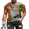 Summer European and American Trend Fashion Mens Tshirts Clothes 3d Street Fashion Oversize Shortsleeved Shirt 220607