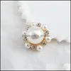 Pines Broches Joyería Colorf Crystal Heart Lady Charm Rhinestone Pearl Botones Pin Moda Boda Flor Arco Broo Dhwkn