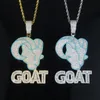 Dier Geit Hoofd Hanger Hip Hop Bling 5A CZ Verharde Ketting Iced Out Zirconia Mode-sieraden voor Mannen