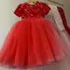 Abito da sposa per bambina per bambini 3 8 anni Pizzo con paillettes Tulle Principessa Tutu Bambini Elegante da sera per feste Abito da cerimonia per comunione formale 220614