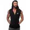 Chegada de algodão moletons fitness roupas de fitness muscle workout tank tampo top masculino com camisa esportiva sem mangas Capuz casual 220623