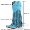 Cowgirls Stivali da cowboy Scarpe per le donne Frange Love Pattern Tacchi spessi Punch Shoe Western Slip On Female J220805