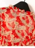 Женские блузкие рубашки Женская мода Paisley Cashew Print Blouse Ruffles Onk-Up Laftns Butotns Ladies Lantern Elegant SH
