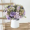 Decorative Flowers & Wreaths Beautiful Hydrangea Roses Artificial For Home Wedding Decorations High Quality Blossom Bouquet Mousse Peony Fak