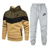 Tracksuits Män 2022 Bomull Hooded OuterWear Hoodie Set Märke Jacka + Byxor 2 Pieces Casual Fitness Gym Male Sportswear Suit S-3XL