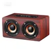 W5 Bluetooth Alto-falante vermelho grão de madeira BT 5.0 Dual Louderspeakers Super Bass Subwoofer Hands-free with Mic 3,5mm Aux-in TF Card