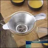 Tea Strainers Teaware Kitchen Dining Bar Home Garden Stainless Steel Infuser Double Ear Strainer Teapot Loose Leaf Spice Filter Accessori