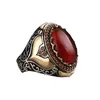 Wedding Rings Vintage Turkije Handgemaakte sieraden Zilverkleur Twee Tone Men Ring Natural Red Zirkon Stone For Women Band Rita22