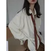 Women's Blouses & Shirts Zadily 2022 Summer Minimalist Long Sleeve Button Up Shirt Women Korean Style Solid Tie Oversize Blouse Loose Clothe