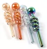 Rainbow Glass Oil Burner Pipes Balancer Vattenrör rökrör Handsblåsning Rund huvudfärgspole