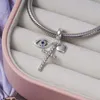 925 Sterling Silver Dangle Charm Defensor of Love Cross Beads Beads Bead Fit Pandora سوار سوار المجوهرات DIY