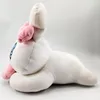 Gran animación de dibujos animados de conejo blanco de conejo muñeca de nieve de peluche suave de alta calidad elástica de cuatro lados cómoda
