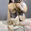 Trend Imitation Mink Fur Coat Women Winter New Fashion Sheepskin Stitching Leather Coat Fur Collar Thick Warm Outer Wear LR2236 T220810