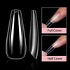 Makartt 500pcs تابوت مزيف واضحة طبيعية XXL Tips Cover Full Cover False Acrylic Stiletto Ballerina S Press on Nail 220630