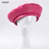USPOP Chapéus de inverno de outono feminino boinas de cor de couro sólida bo boina rosa boinas vermelhas j220722