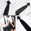 Lazy Zipper Tie Black Clip On Security Ties Men Women Unisex Clothes Necktie Funeral Flight Attendant Neck Tie