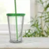 Bouteilles d'eau acryliques en plastique transparent 16 oz avec des tasses de café de bureau à double paroi à double murs