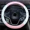 Stuurwielbedekkingen Universal 38cm Cover Bling Rhinestones Crystal Car Handcraft Soft Leather For Girls La V6R6Steering