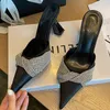 Slippers 2022 Nieuwe mules vrouwen hoge hakken schoenen vrouwelijke mode puntige teen strass dames casual buitenpompen 220518