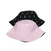Berets nadruk oczu bawełniany wiadra kapelusz kobiety mężczyźni rybak różowy w kratę na zewnątrz podróżne czapki słoneczne czapki samice