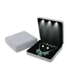 18x18x4.4cm aksamitne pudełko z biżuterią LED naszyjnik kolczyk prezent na pierścionek pudełko zestaw biżuterii wyświetlacz futerał do przechowywania H220505