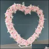 Hjärtformad blomma radarrangemang Bröllop Bakgrund Bågsuppsättning Party Stage Props Decor Stand Drop Leverans 2021 Dekoration Event Tillbehör