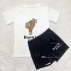 2022 novo verão shorts outfits casual feminino agasalho carta impresso manga curta designer esporte duas peças conjunto calças de yoga terno