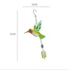 Decorative Objects & Figurines Glazed Iron Glass Hummingbird Wind Chimes Green Blue Colors Stained Ornament For Window Outdoor Garden Hangin