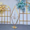 Upscale Party Decoration Metal Diamond Chandelier Wedding Banquet Table Centerpieces Candle Holder For Baby Shower Layout Props