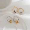 Hoopörhängen Huggie Trendy 2022 Gold Silver Color Twist Ball Earring Korean Unique Design Metal Circle Round Geometric for Womenhoop