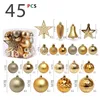 Feestdecoratie 45 stks kerstballen ornamenten boom rood wit goud zwart glitter star topper hangende hangers ingesteld voor huisdecoratie