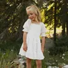 2022 Nouvelle robe smockée vintage pour filles à manches courtes en mousseline de soie vêtements d'été pour 3-8 ans anniversaire mariage enfants robes de princesse G220428