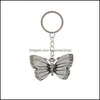 Keychains Fashion Accessories Crystal Animal Butterfly Sier Vintage Rhinestone Key Chain Rings Jewelry Gift Car Charms Holder Keyrings Drop