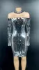 Стадия ношения сияющие стразы Зеркала прозрачное короткое платье Женское день рождения праздновать выпускные вечеринки сексуальные бары танце