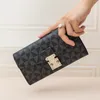 Whole ladies leathers wallets European popular printing long wallet simple folding fashion plaid clutch bag street trend contr326o