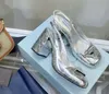 Latest mirror silver women's high-heeled sandals sandal style round head design top leather sole frame size 34-41