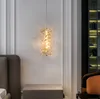 Luxus-Kristall-Pendelleuchte, kleiner Kronleuchter, Schlafzimmer-Nachttischlampe, postmodernes minimalistisches Einzelkopf-Wohnzimmerdekor