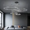 Modern Svart Ring Kombinationslampor Enkel Kreativ Personlighet Hängsmycke Lampor Ljuskrona Lights Fixtures Lighting för vardagsrum Villas Sovrum