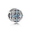 925 Sterling Silver Beads Blue Ocean Heart Series Charm Fit Pandora Bracelet or Necklace Pendants Lady Gift