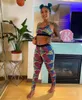 Mode Brief Bademode Frauen Trainingsanzug Ärmellose Weste Tanks + Hosen Leggings 2 Stück Outfits Shark Tiger Blumendruck Sport Anzug Kleidung Gutes Material