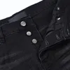 Diseñador de jeans para hombre con agujeros de letras Muslo negro Tobillo rasgado Pantalones rasgados andrajosos Corte de rodilla resistente Trashed Silm Moda Cremallera rugosa recta larga Angustia alta