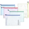 Filing Supplies A4 PVC Mesh Document Bag Colorful Waterproof Zipper Grid File Storage Bags Stationery Document Pouch Files Sorting Folder Office School ZL0288