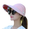 Visors 40%Summer Women Anti-UV Foldable Sun Visor Cap Wide Brim Breathable Outdoor HatVisors Elob22