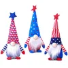 Party Suppleie Independence Day Patriotiska Gnome Figurer Plush Dock 4th of July Memorial Day Decoration Home Inoor Ornament BBA13122