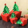 20 pezzi / lotto confezione regalo a forma di albero di Natale con campane legate 3D scatola di caramelle confezione di biscotti scatola di carta da imballaggio rossa artigianale stampata a fumetti293v