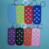 Croc keychain holder Candy Color Silicone Wristbands machine adjustable keychain plate for Charms Women Child Gift Can match shoe flower