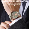 Armbandsur 2022 Business Casual Round Dial Läder Belt Quartz Watches For Men Eloy Water Proof Date Mane Wrist Band Clock